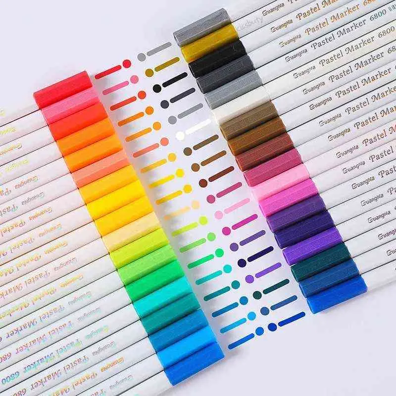 12/24/36 Couleurs Acrylique Pastel Marker Pen Highlighter S Album Graffiti, Verre, Céramique, Bois, Wetal, Paint Art 211104