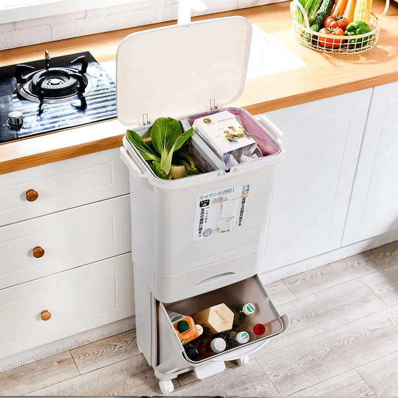 3842L Wet Dry Separation Garbage Can Pedal Storage Large Double Layers Trash Kitchen Household 23 Waste Bin Y200429