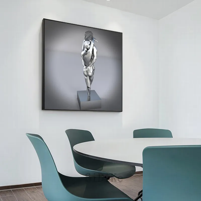 Modern metall figur staty canvas målning på de romantiska affischer och utskrifter Väggkonst Bilder Vardagsrum Heminredning