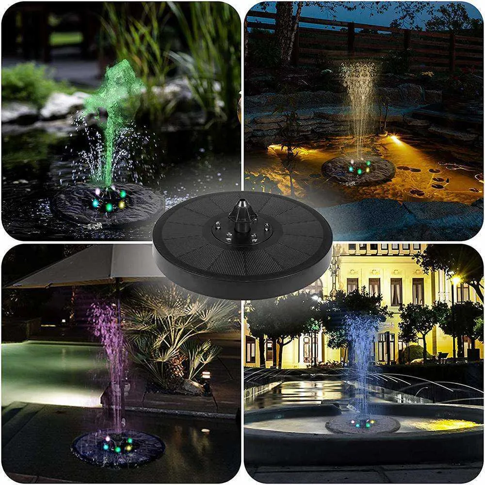 6LED Färgglada Ljus Fontän Vatten Solar med 7 Nozzle Pond Garden Dekoration Utomhusinredning 210713