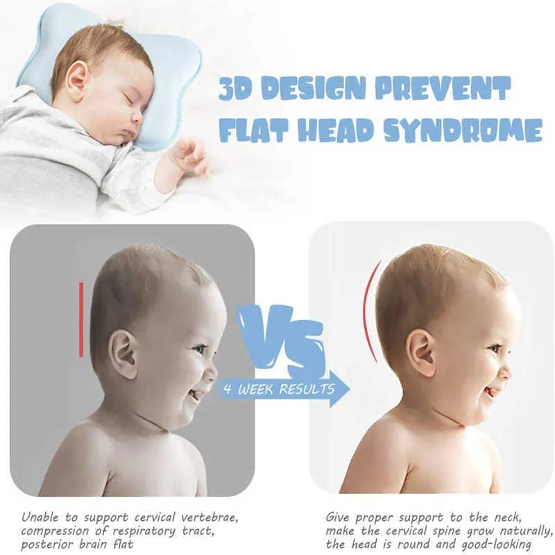 Oreiller pour bébé born Empêche le soutien du sommeil du coussin de tête plate, Oreiller pour tout-petit en mousse à mémoire de forme 211025
