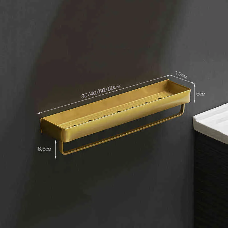 Mensola da bagno Vasca da bagno Doccia Alluminio spazzolato oro Mensola angolare da parete Nero Portaoggetti da cucina 211112