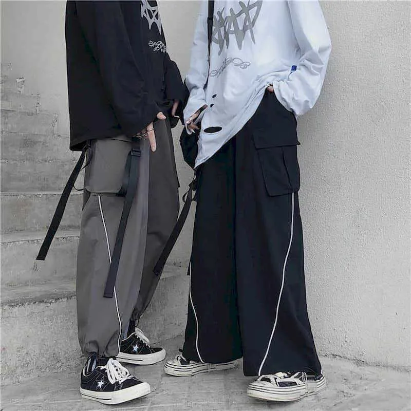 pantalon femme joggeurs femmes étudiantes version coréenne de leggings décontractés sauvages lâche pantalon large droit hip-hop réfléchissant 210526