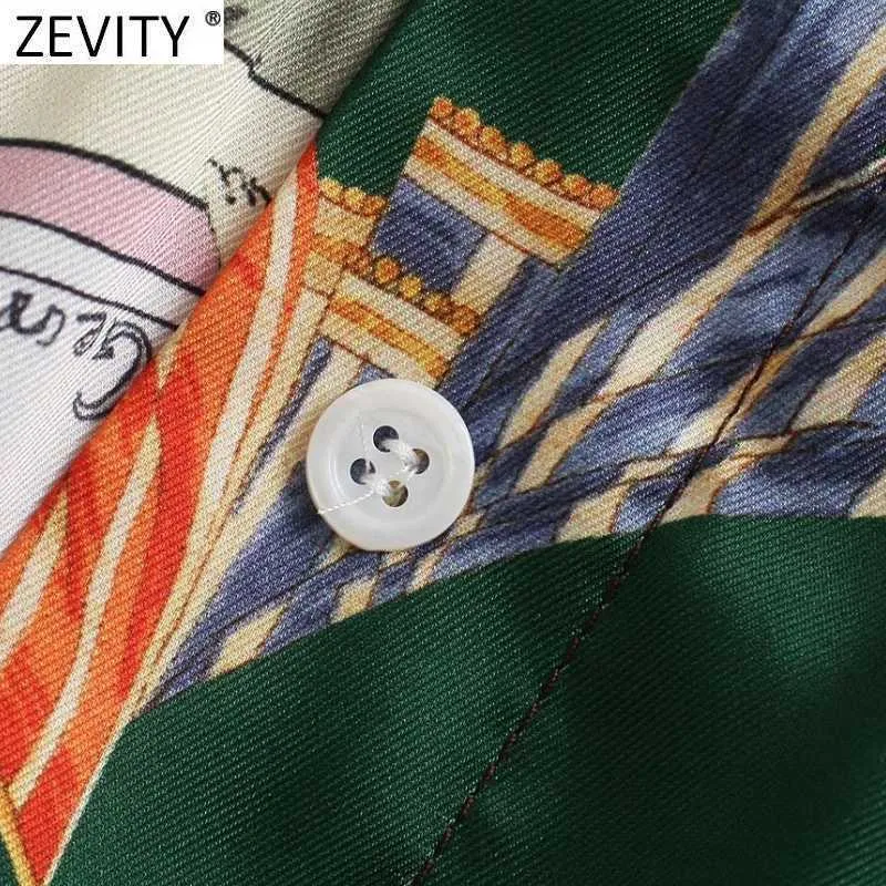 Zevity Women Vintage Totem Chain Patchwork Print Summer Shorts Ladies Streetwear Chic Lict Satin Pantalone Cortos P1000 210603