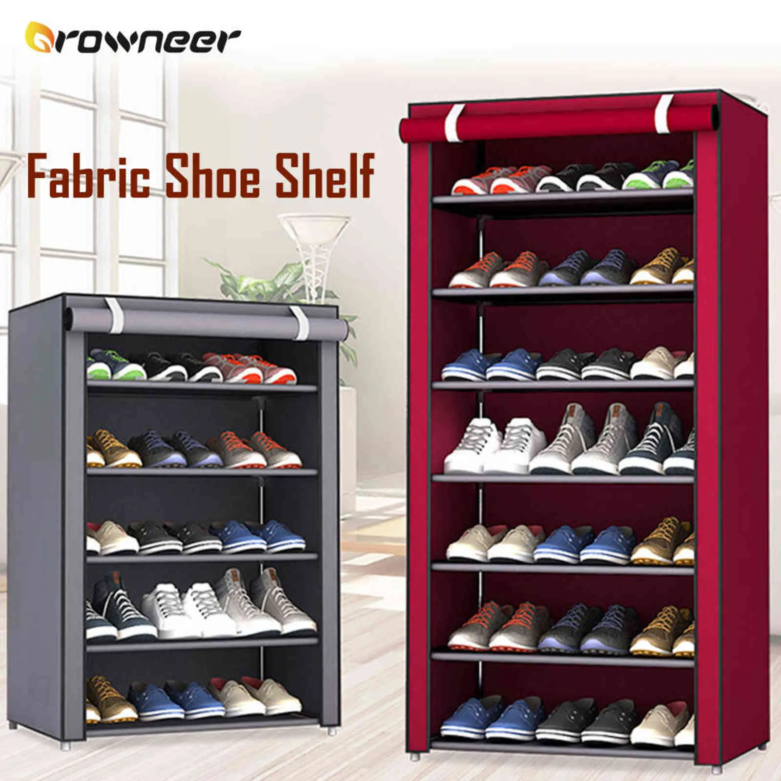 Non Woven Fabric Shoe Shelf Multiple Sizes Gray Wine Coffee Shoes Rack Alloy Enclosed Dust Proof Waterproof Home Storage Holder 211957