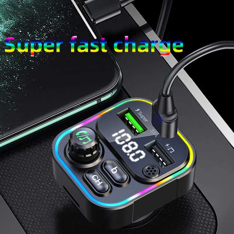Car Charger Mp3 Player For Iphone Mobile Phone Car Accessories Hands- Function Super Fast Charging 12-24V260y