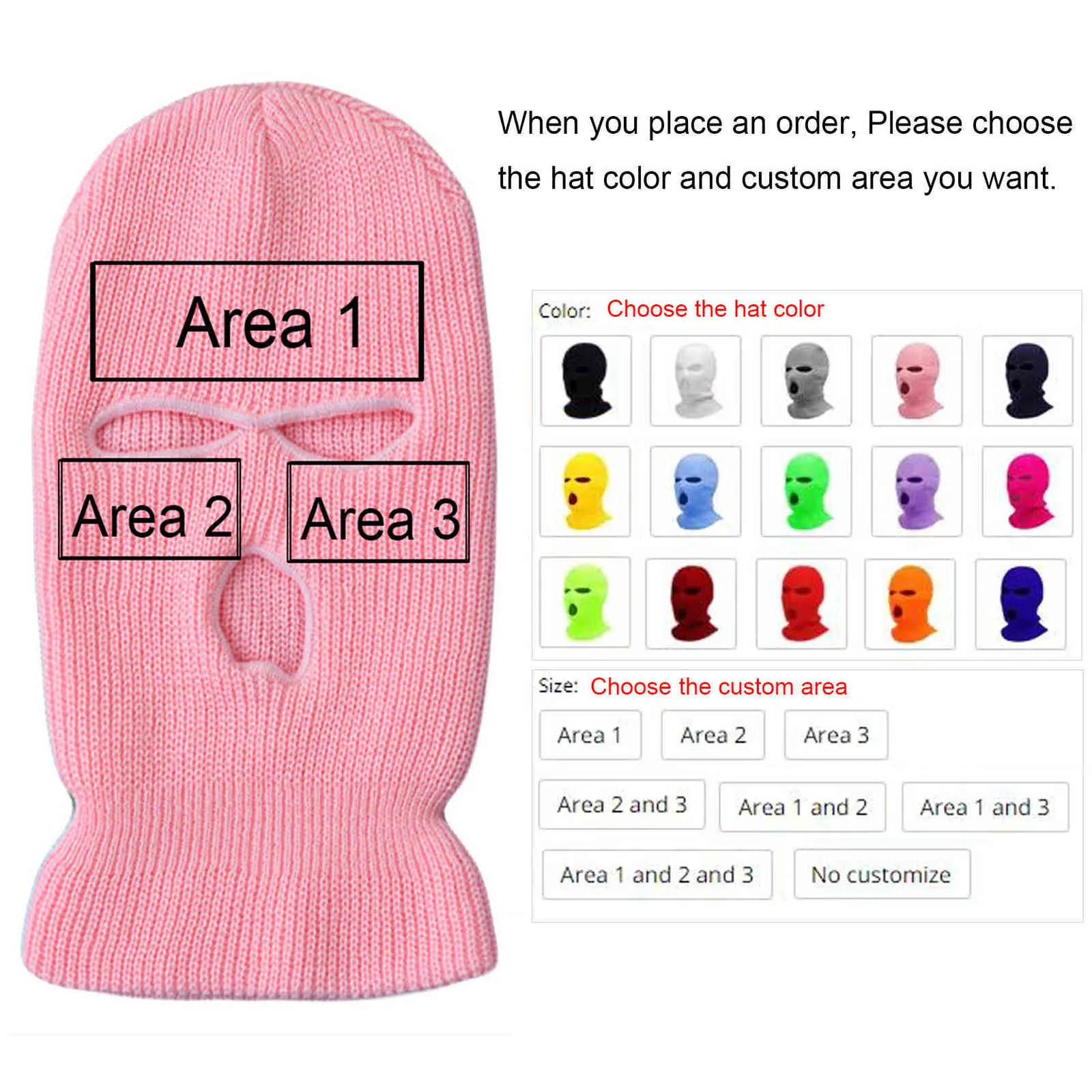 Anpassad text broderad vinter kvinnor beanie hatt balaclava cykling skidmask män personaliserade ditt namn drop227g1347312