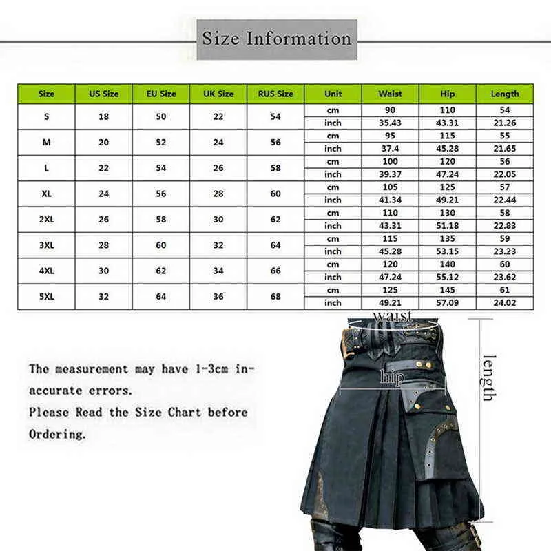 Nouveau 2020 écossais Kilt unisexe Cosplay Ecosse classique rétro gothique jupe plissée Hip Hop Shorts ceintures poche genou longueur hommes H1210