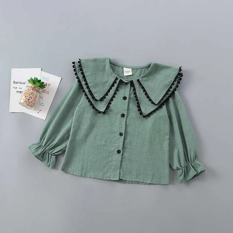 2-7 år Högkvalitativ flicka Kläder Set Vår Höst Fashion Solid Shirt + Läder Kjol Barn Barn 210615