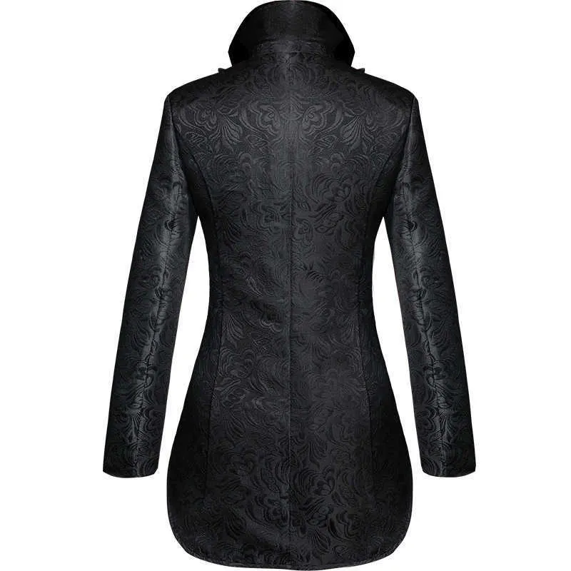 Mens Gotico Jacquard Frac Halloween Eseguire Costumi Gli Uomini Medievale Orlo Irregolare Steampunk Vittoriano Frac Giacca XXL 211011