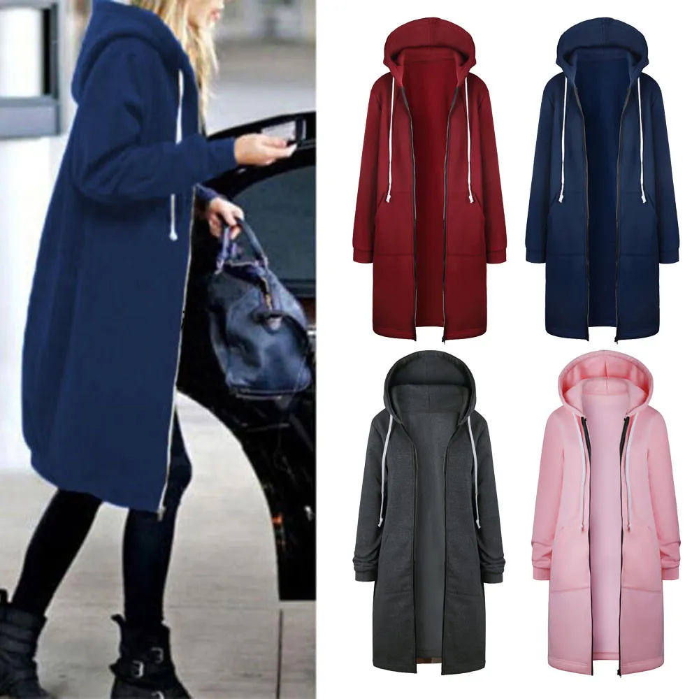 Frauen Hoodies Sweatshirts Herbst Winter Frauen Casual Dicke Samt Fleece Warme Outwear Lange Sleeve Zipper Mantel Jacken