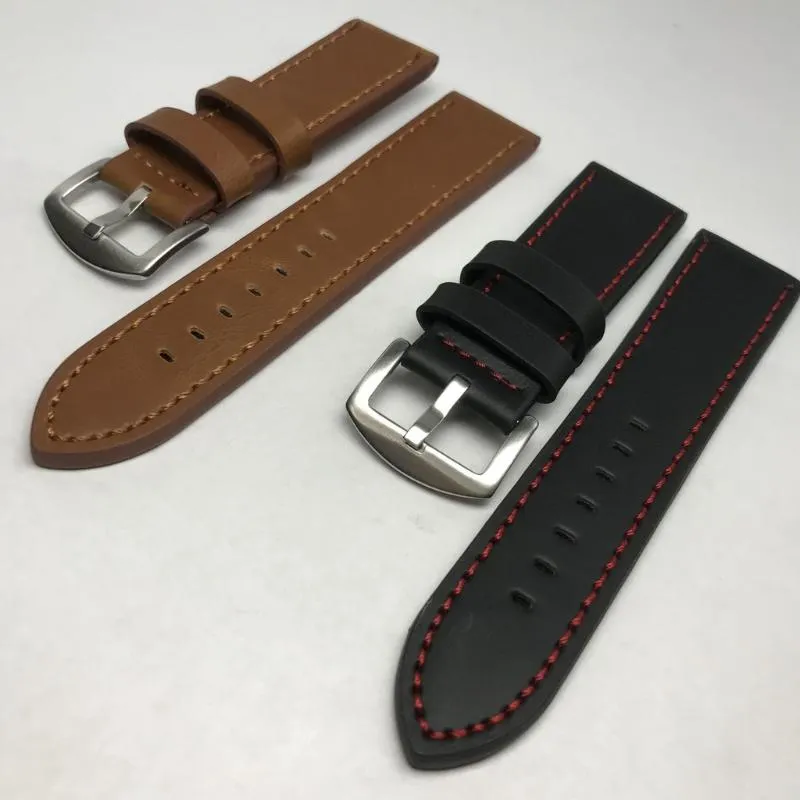 Horlogebanden lederen band voor Galaxy Watch4 Classic Watch3 Band Active 2 Gear S3 22 20mm Armband Stitch Design Replacement241P