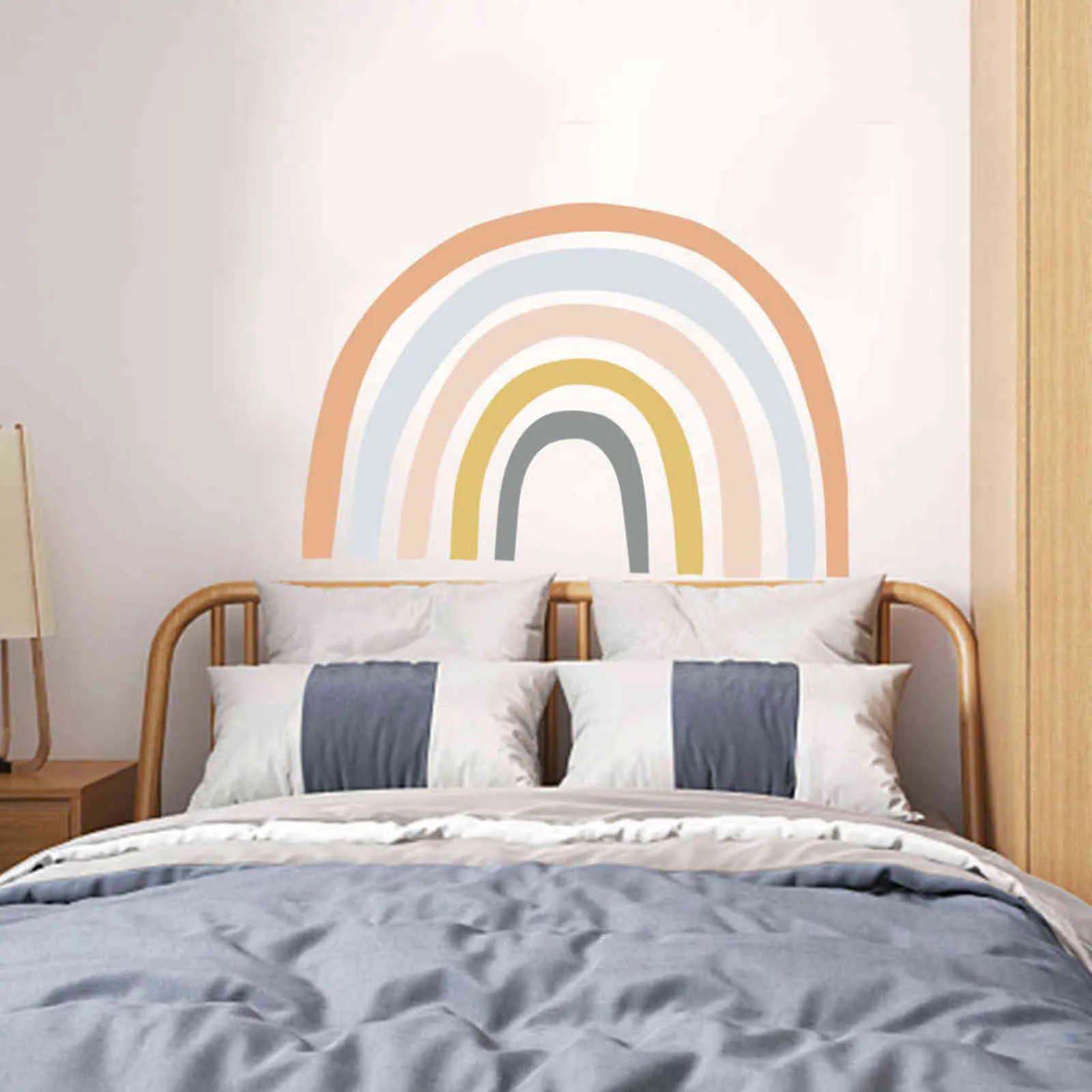 Nordic Love Rainbow Stickers muraux pour enfants Chambres d'enfants Décoration murale Art Peintures murales Vinyle PVC Accueil Autocollant décoratif DIY Fonds d'écran 211112