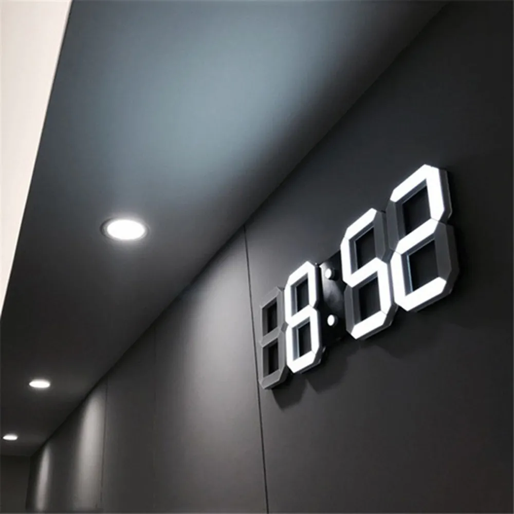Horloge murale numérique LED 3D Big Date Heure Celsius Nightlight Display Table de bureau Corloge d'alarme du salon D30 2103093351753