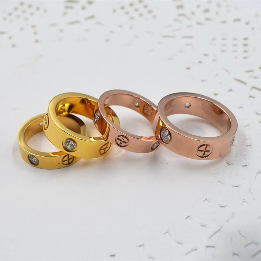 Wedding Ring Woman Accesories Titanium Steel Men's Fashion Jewelry Rose Gold Luxury Par Engagement Love9838928