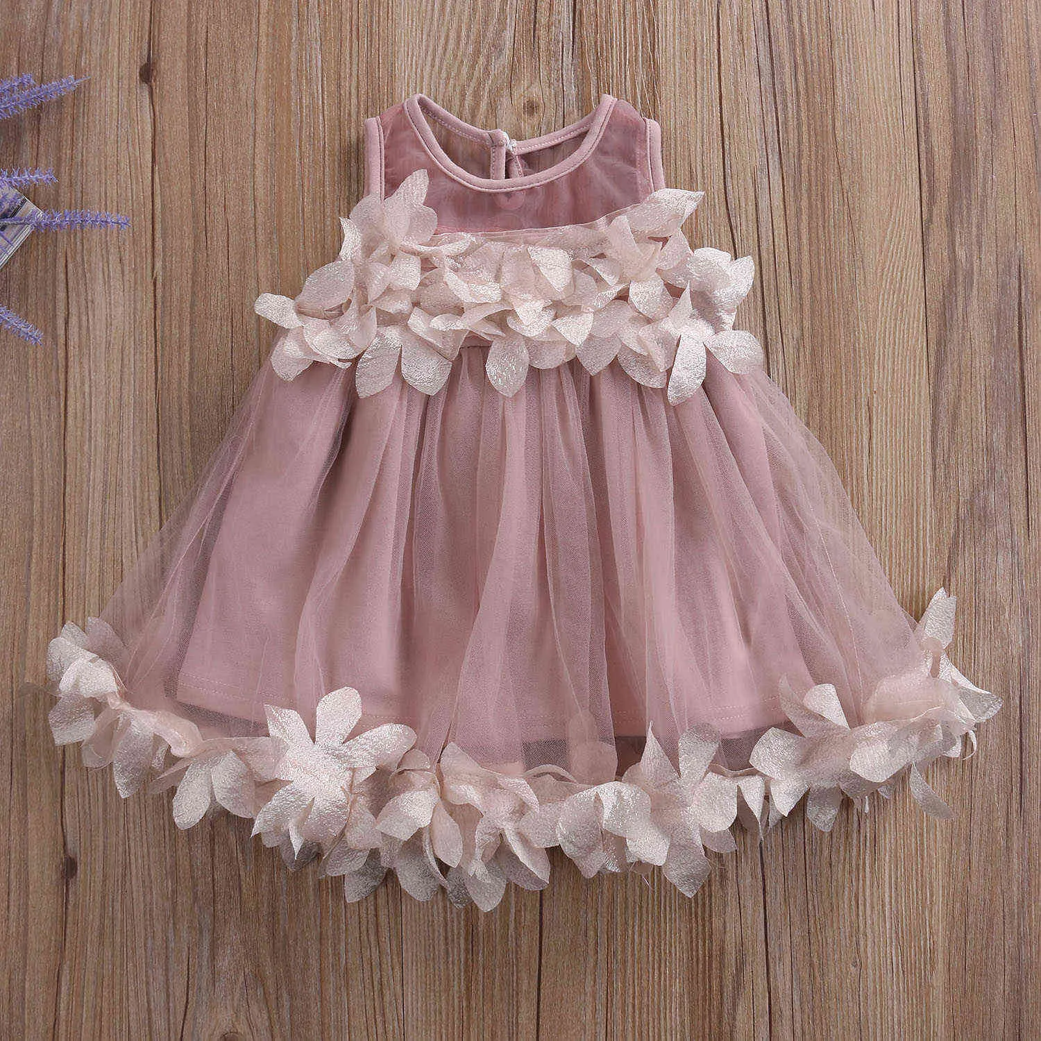 Été fleur enfants bébé fille dentelle robe de princesse demoiselle d'honneur pétale Tulle fête robe formelle robes Q0716