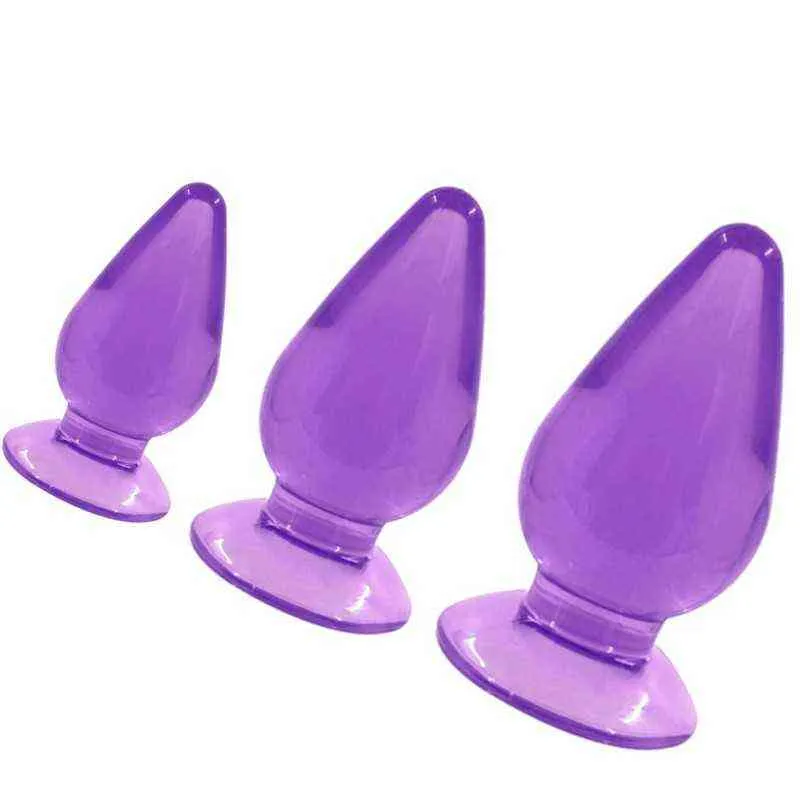 NXY Analspielzeuge Großes, mittleres, kleines Set aus weichem Silikon, starke Saugwirkung, transparente Analperlen, Buttplug-Einsatz, BDSM-Anus-Sexspielzeug für m1499262