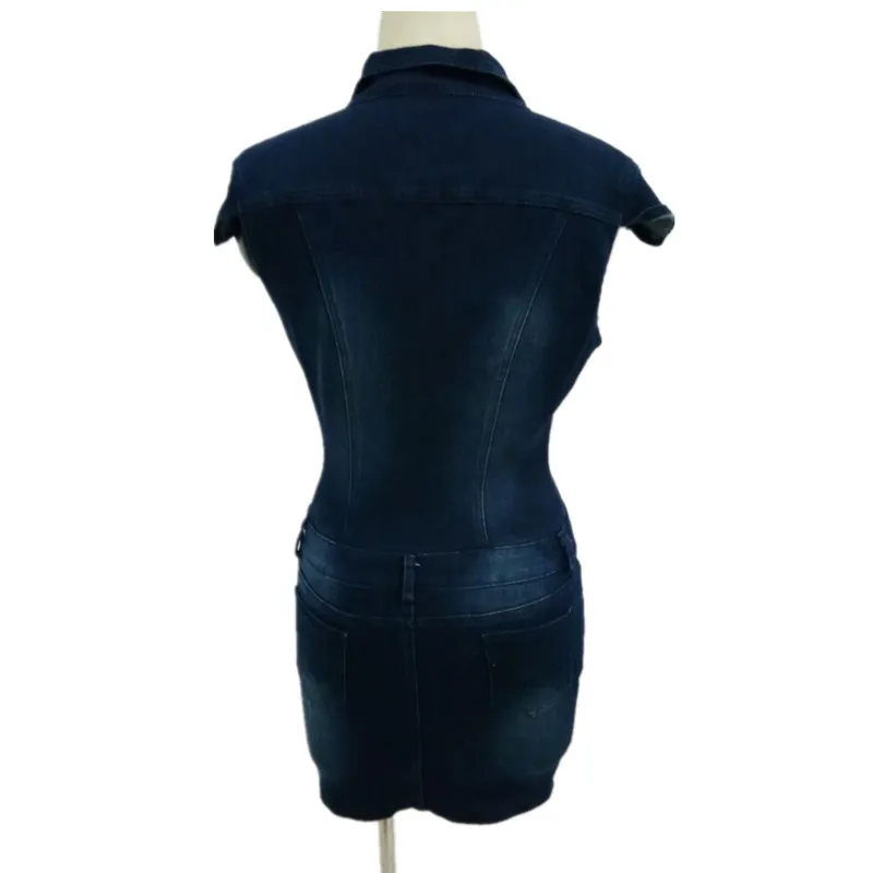 Sexy Turndown Collar Cotton Bodycon Jeans Dress Buttons Summer Plus Size 2020 Party Club Denim Dress Women Short Mini Dress Ddlg X0521