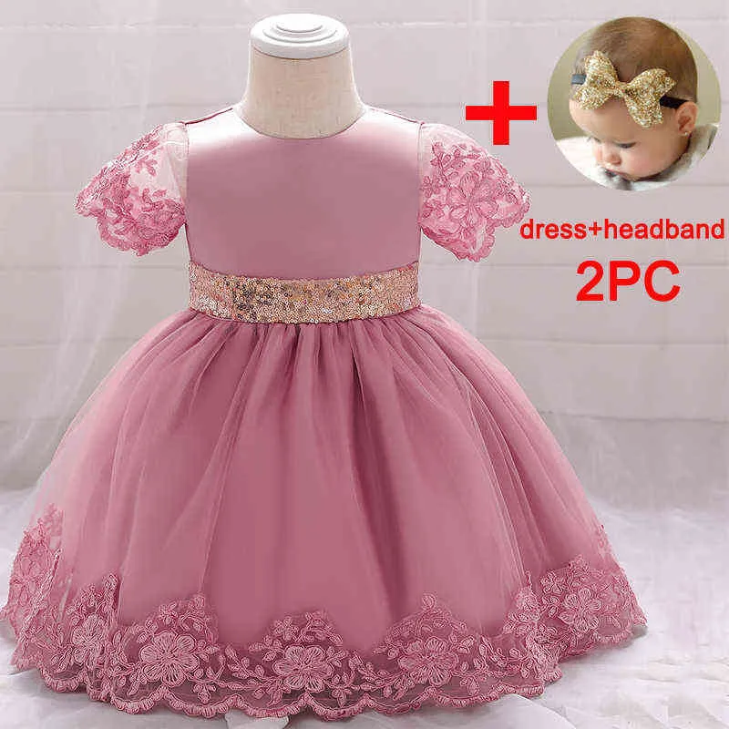 Toddler bébé paillettes paillettes robe fille robe d'anniversaire blanche pour 1 an fille bébé fille robes de princesse pour enfants robe de baptême d'honneur pour enfants G1129