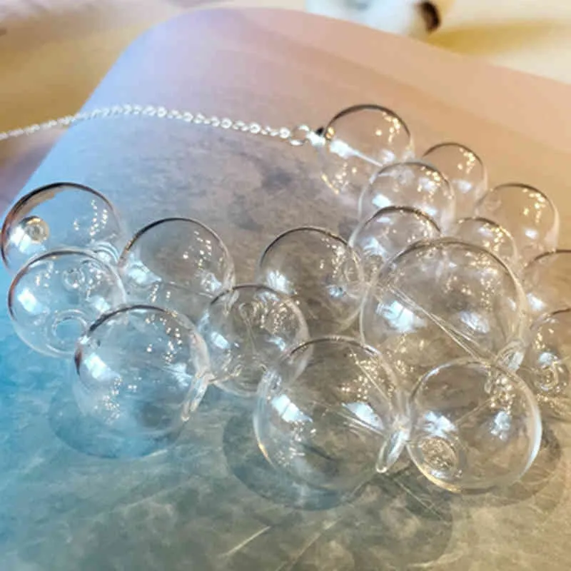 Bola de cristal soplado transparente hecha a mano Original para mujer 2020, gargantilla corta de pompas de jabón únicas, collar para mujer Bjioux