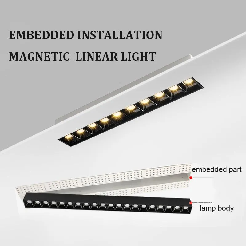 LED Çeşitli Lineer Izgara Spot Işığı Ana Aydınlatma Tasarımı Modern 5W 10W 20W Manyetik Gömülü Kurulum Lambası fikstürü237b