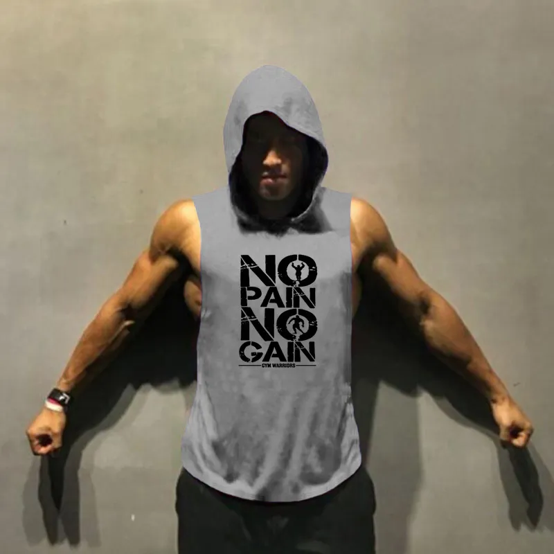 NO Pain GAIN Fitness Mens Summer Muscle Shirt Abbigliamento Canotta da uomo Top senza maniche Bodybuilding Stringer Gilet da palestra