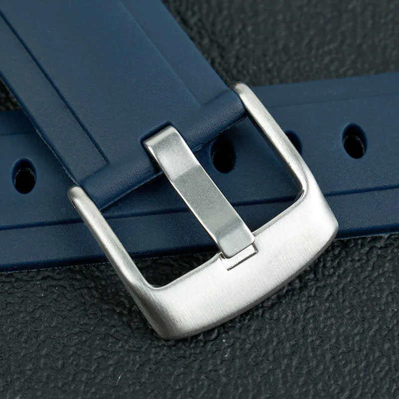 Bracelet de montre en Silicone à Interface incurvée dédiée pour Graham Racing Chronograph Series, bracelet mâle en caoutchouc de 24mm, noir et bleu, H0271f