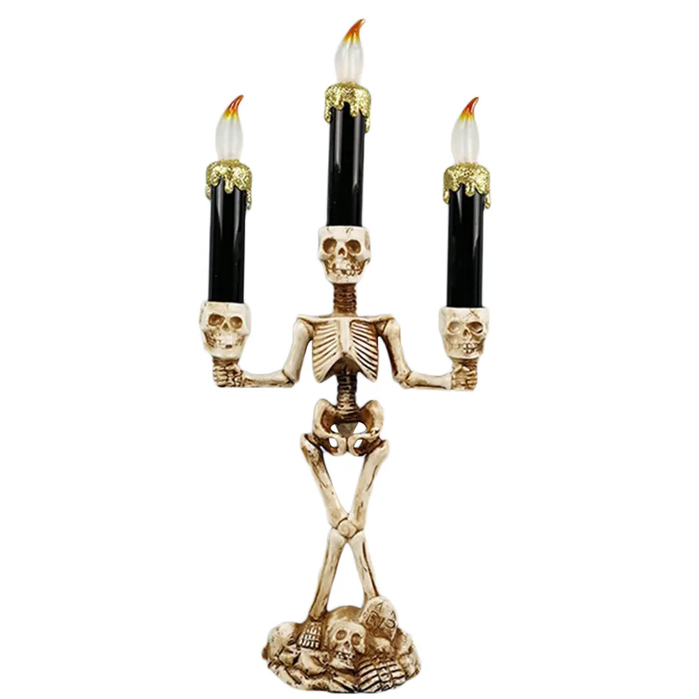 LED bougie lumière squelette Halloween LED candélabre crâne lampe de fête Halloween décoration lumières fantôme festival atmosphère Y201006184Y