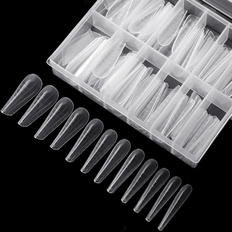 120 stks Poly Full Cover Quick Building Gel Mold Tips met Box Extension Art UV Builder Easy Find Nail Tool