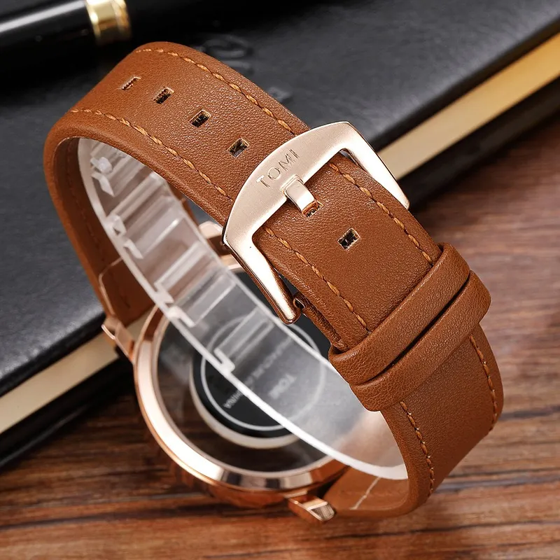 Unique Watch Creative Half Transparent Unisex Watch For Men Women Couple Geek Stylish Leather Wristwatch Fashion Quartz-watch336d