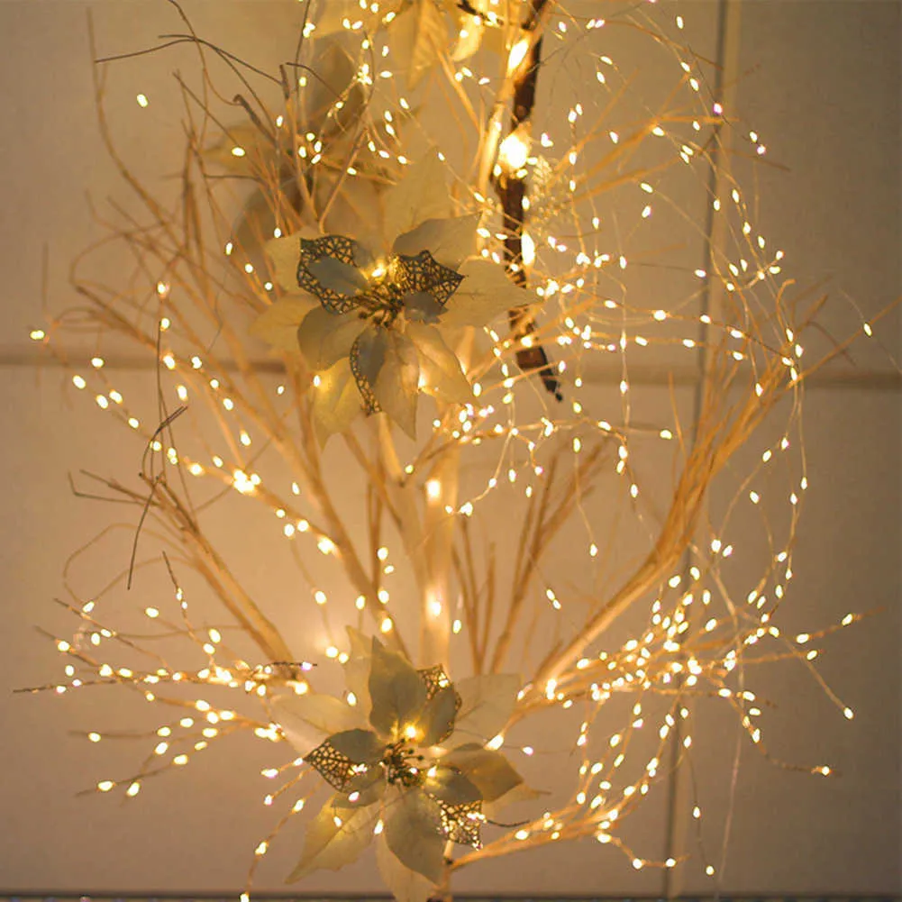 200 LEDs Reben Lichter Kupferdraht Wasserfall LED Fee Lichterketten Weihnachten Hochzeit Party Urlaub Baum Dekoration Y0720