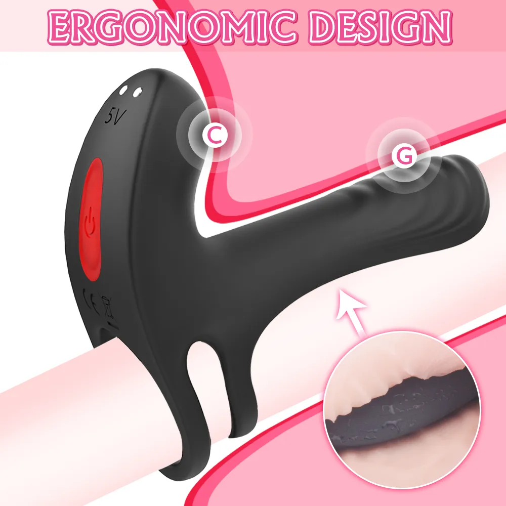 Vibrating Cock Ring Dual Penis With Tongue Clitoral Stimulator For Couple Strongers Erection Enhancing Vibrators sexy Toys