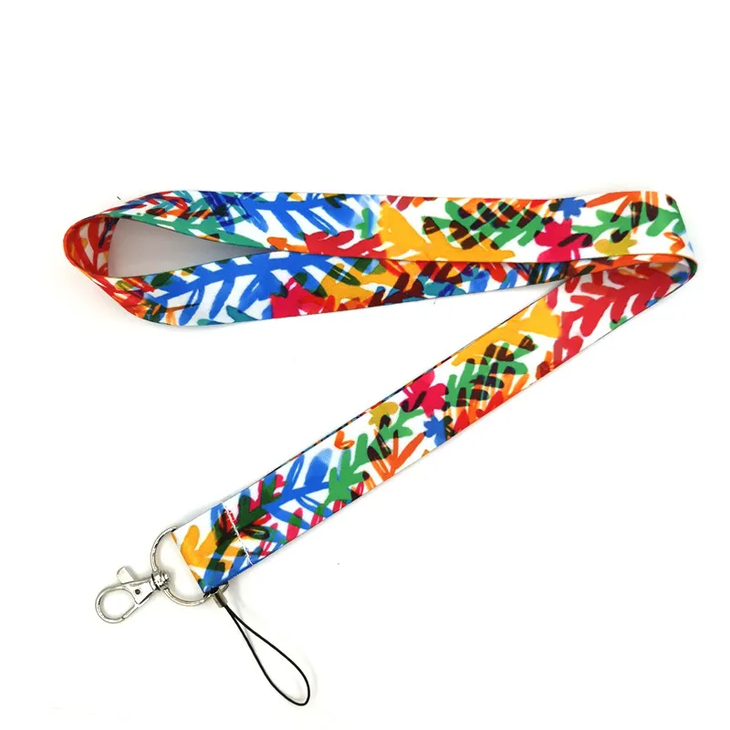 10 pièces feuilles colorées lanières de cou porte-badge d'identité porte-clés sangle de téléphone portable cadeau ruban sangle collier