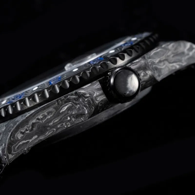 JH Montre de Luxe męskie zegarki 40x12 4mm 3186 Automatyczny ruch mechaniczny luksusowy zegarek z włókna węglowego sztuczne światłowód WAT2150