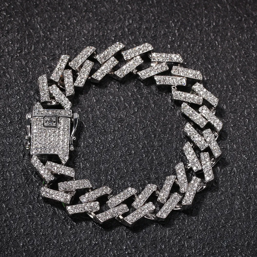 Män hiphop smycken 15mm bredd strassarmband bling tenns armband gyllene 8 tum simulera dimonds armband armband gåva acces5298024