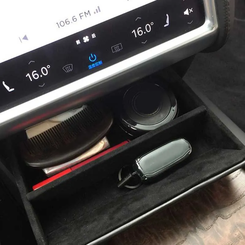 Fit for T-esla Model S/X Center Console Organizer Hidden Storage Box Sunglasses Holder Friendly Leather Car Accessories
