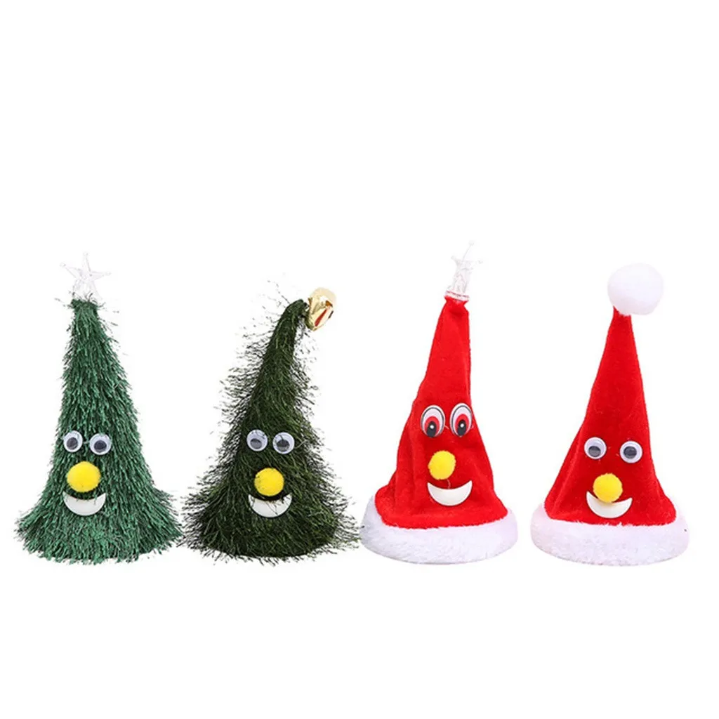 6 pouces Noël chantant Santa Hat Chapeaux Enfants Xmas Adultes Swing Tree Cap Ornements pour Xmas Party Accessoires Jouet de Noël 201006