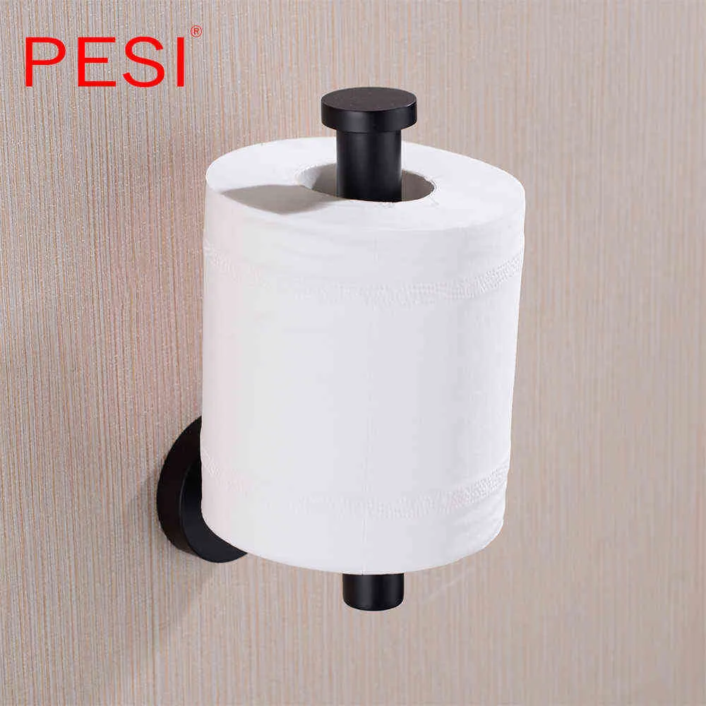Uchwyt na papier toaletowy Wieszak na rolkę Tissue Matte Czarne akcesoria łazienkowe 304 Uchwyt na ścianie ze stali nierdzewnej uchwyt papieru WC. 210720.