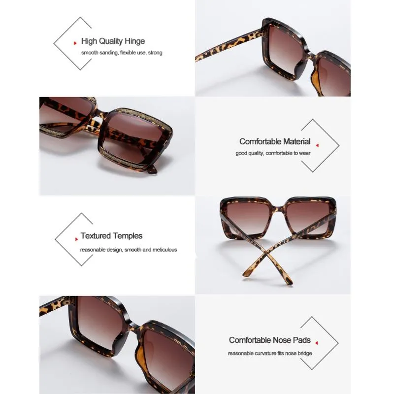 Sunglasses LEIXI Glitter Big Square For Women Trendy Large Size Sun Glasses Box Packing LX069287S