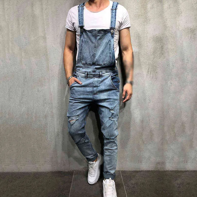 Stretch Jeans Herren Hosen Wild Retro Herren Jeans Streetwear Männer Latzhose Jeans Denim Overalls Für Männer Jean Overall Träger G0104