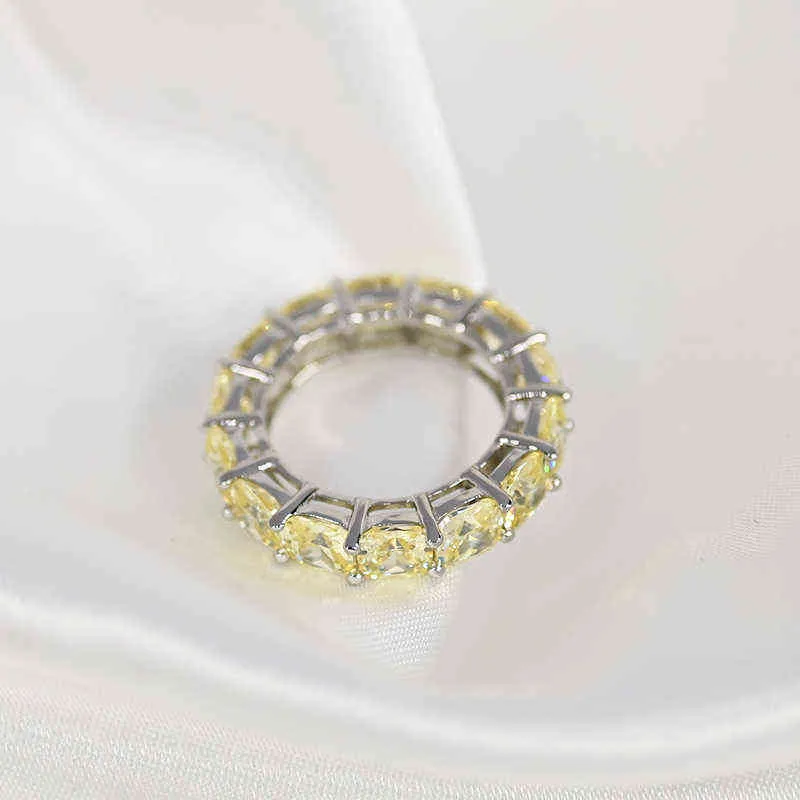 OEVAS 100% 925 Sterling Silver Musing 1 rzęd Pełny 5 * 5mm Wysoki węgla Diamentowe Palce Diamentowe Pierścienie Dla Kobiet Wedding Party Fine biżuteria 211217