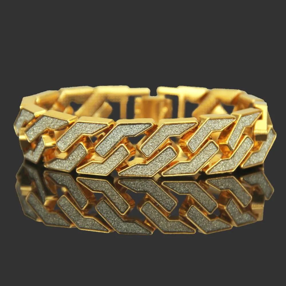 Bracciale hip-hop placcato color oro con micro pavé di zirconi cubici, catena di lunghezza ghiacciata gioielli da uomo e donna