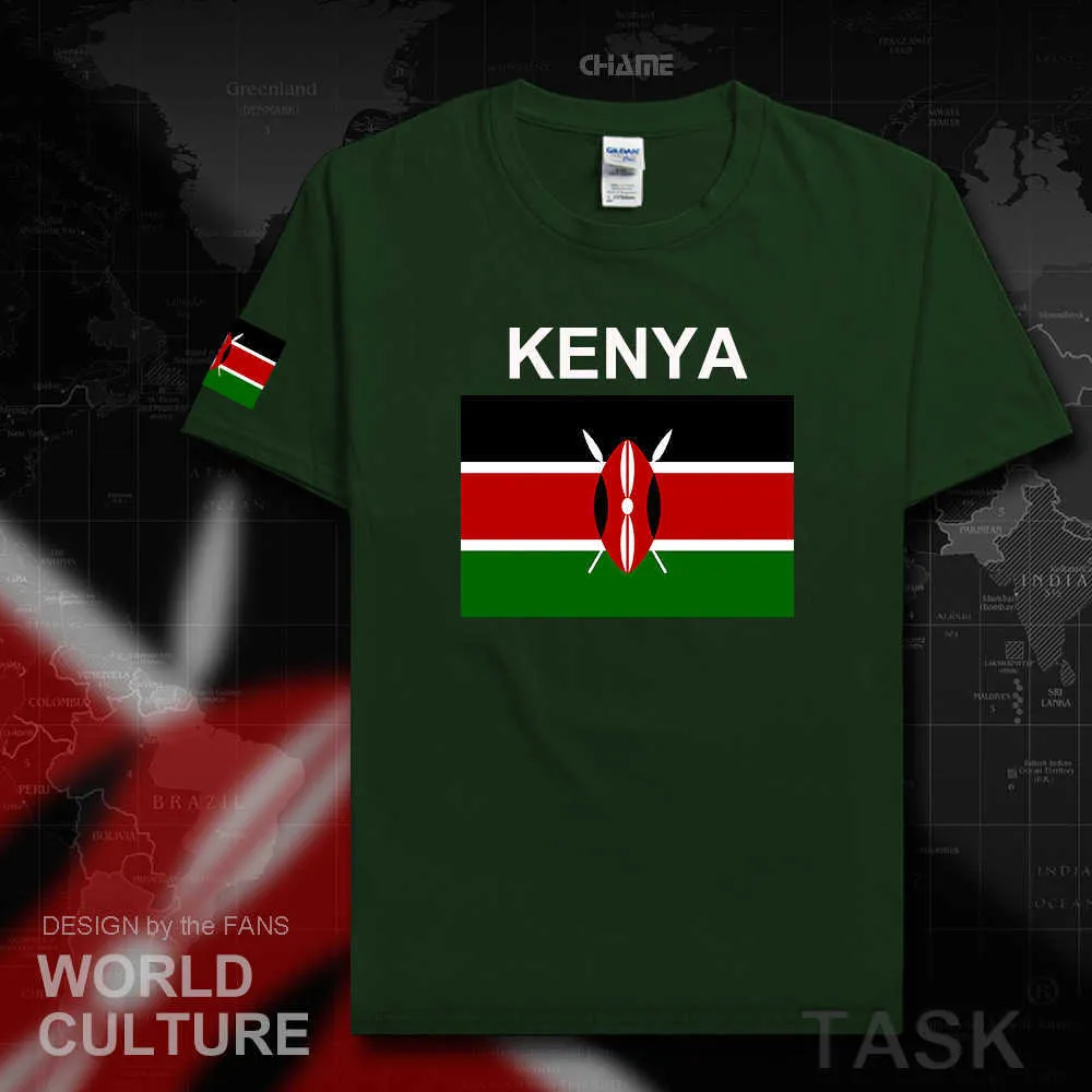 ケニア共和国の男性TシャツJerseys Nation Team Tシャツ100％コットンTシャツスポーツ服ティーカントリーフラッグケンX0621