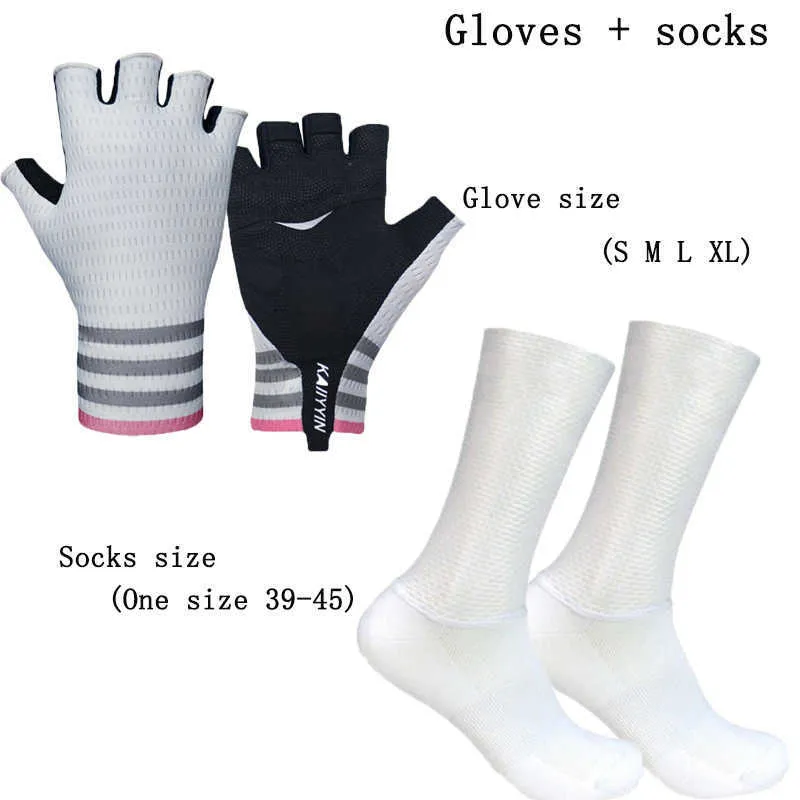 Neue Fahrrad Radfahren Handschuhe Socken Kombination Männer Nicht-slip Atmungsaktive Mesh Aero Bike Handschuhe Guantes Ciclismo H1022