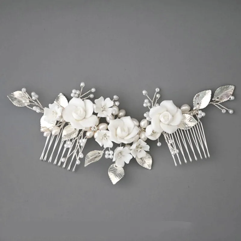 SLBRIDAL fait à la main perles d'eau douce Ceram fleur peigne de mariée coiffure de mariage accessoire de cheveux demoiselles d'honneur femmes bijoux