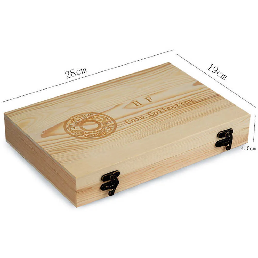 100st Commemorative Coin Set Collection Box Justering Pad Wood Case S Lagring 2109144354889