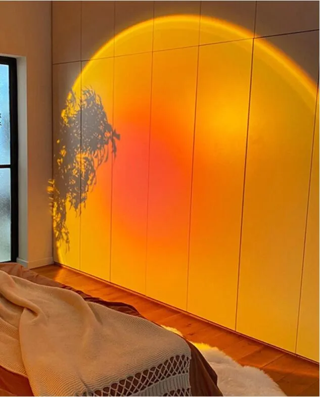 SXI LED veilleuses USB arc-en-ciel coucher de soleil rouge projecteur soleil lampe de bureau de projection pour chambre bar café magasin décoration murale Lighti2277