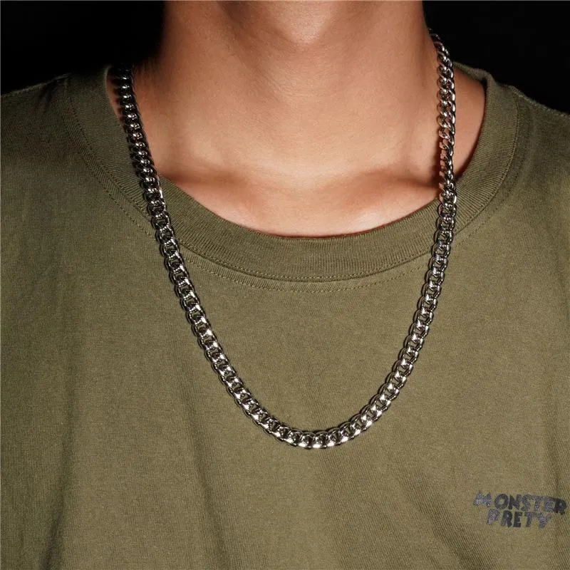 Catene Larghezza 6 8mm Curb Collana a catena a maglia cubana uomo Donna Punk Basic Collane in acciaio inossidabile Colore argento Girocollo Gioielli213j