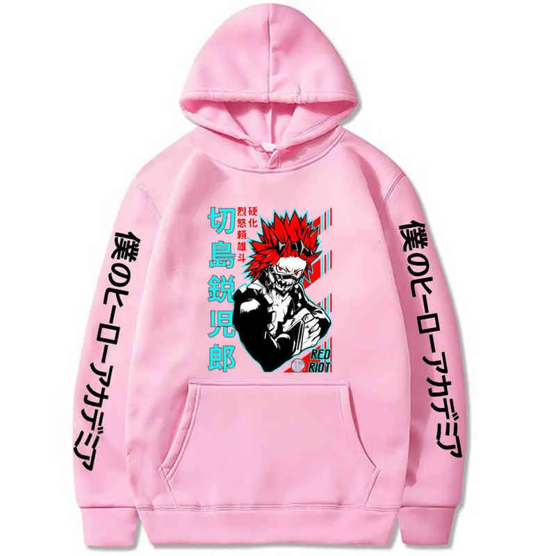 Harajuku My Hero Academia Unisex Hoodies Japanese Anime kirishima eijiro Printed Men's Hoodie Streetwear Casual Sweatshirt H1227