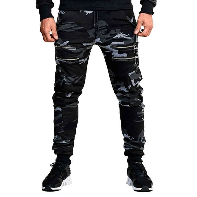 Moda nova camuflagem macacão macacão jogging calças calças sweatpants homens cargo calças H1223
